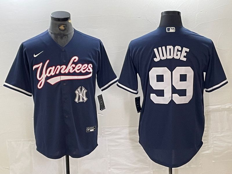 Men New York Yankees 99 Judge Dark blue Second generation joint name Nike 2024 MLB Jersey style 3